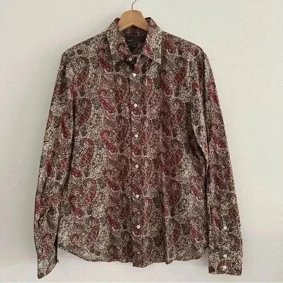 New Men’s Vince Button Down Shirt Paisley Print Sz M Cotton - Picture 1 of 8